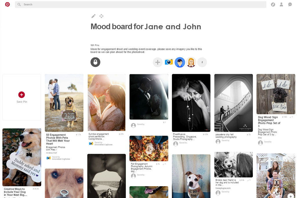 screenshot of mood board